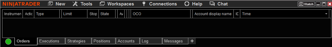 Panel de control de NinjaTrader